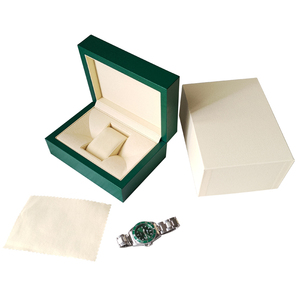 Caja de Reloj de Madera Verde Personalizada con Material Protector de PU y MDF, Estuche de Empaque de Alta Gama con Libro de Certificado - Product Image 1