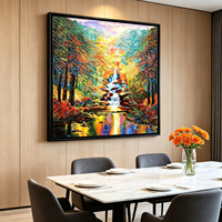 Peinture à l'huile abstraite moderne, paysage, peinte à la main, couleurs vibrantes, cascade, pour la décoration de la maison