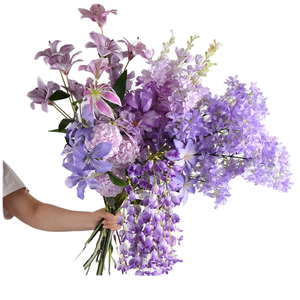 สีม่วง Monet ของงานแต่งงานในสวนตกแต่งห้องโถงสีม่วงอ่อนดอกไม้ประดิษฐ์ทำจากผ้าไหมสีม่วงอ่อนสำหรับในร่มกลางแจ้งสำหรับภูมิทัศน์วันแม่ - Product Image 1
