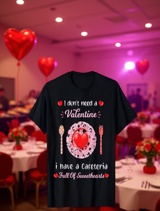 เสื้อยืดวันวาเลนไทน์ สีดำ ผ้าฝ้าย 100% ไซส์ S-XXXL ลายหัวใจ สำหรับพนักงานเสิร์ฟและพนักงานต้อนรับ - Product Image 2