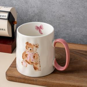 Saint Valentin ours arc tasses <span class=keywords><strong>en</strong></span> céramique tasses à café <span class=keywords><strong>en</strong></span> porcelaine rose cadeau romantique verres pour couples - Product Image 3
