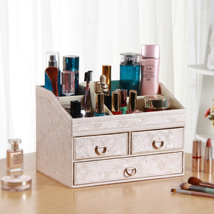 Luxury Handmade Crafts Desktop Ladies Makeup Cosmetics Storage Organizer Box Large Capacity <strong>Skincare</strong> Products <strong>Holder</strong> with Drawer - Product Image 1