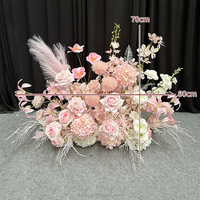 Décoration de chemin de fleurs artificielles roses et blanches pour allée de mariage, vente en gros personnalisée directe d'usine
