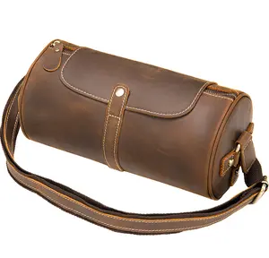 Top Quality Luxury Custom Cowhide Leather Women Men's Cross Body Shoulder Chest Bag With Multi Pockets