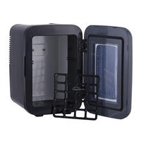 Kulkas Mini Portabel 4L Termoelektrik dengan Cermin LED, Pintu Kaca Plastik, Lampu Infinity, untuk Mobil, Hotel, dan Rumah Tangga, Hemat Energi