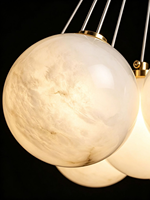 Lustre sphérique créatif en cuivre et albâtre espagnol, style nordique français, pour salon et salle à manger