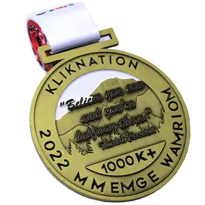 Hand Made Engraved Die Cast Zinc Alloy Sport Medal Half Marathon Medallion with ribbon