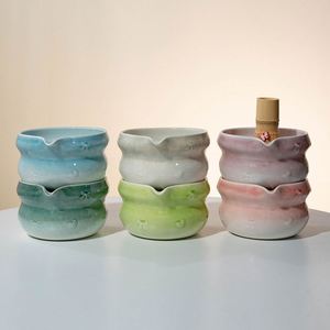 Exclusive New Japandi Design Japanese Style Pink <b>Infuser</b> Ceramic <b>Tea</b> Bowl With Whisk Holder & Scoop - Product Image 4