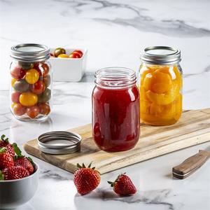 Custom Clear 8 <strong>oz</strong> 16 <strong>oz</strong> <strong>32</strong> <strong>oz</strong> Empty Wide Mouth Glass <strong>Mason</strong> <strong>Jar</strong> with Lids for Kitchen Food Storage Canning Classic Design - Product Image 2