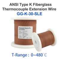 Kabel Ekstensi Termokopel Fiberglass Tipe K ANSI 2-inti Padat Presisi Tinggi Kabel Termokopel Tipe K 30AWG GG-K-30-SLE