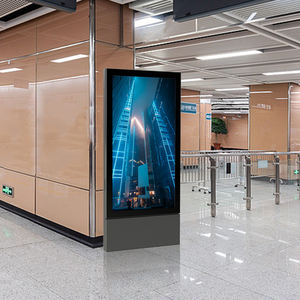 Meilleure qualité 55 <span class=keywords><strong>65</strong></span> 75 pouces support de sol affichage numérique fenêtre écran avant 4K affichage publicitaire portable - Product Image 4