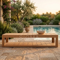 Meubles de jardin, table et chaises de jardin pour villa, ensemble de salle à manger extérieure en teck de luxe, table extérieure pour hôtel, ensemble de salle à manger extérieure pour hôtel