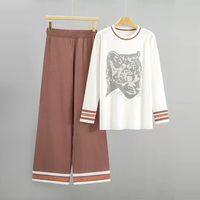 Ensemble pull décontracté ample anti-boulochage pour femme, nouvelle collection automne, veste tricotée tête de léopard tendance deux pièces