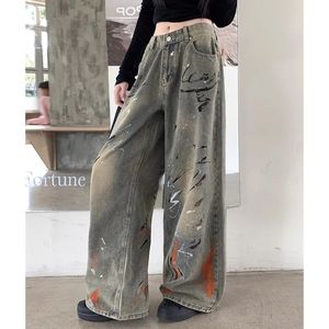 Jeans de Pierna Ancha Transpirables de Cintura Alta con Diseño Americano y Logotipo Personalizado, Pantalones Rectos para Mujer, Nuevo Denim Coreano - Product Image 3