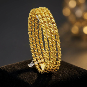 Wholesale Fashion Flower <b>Bangles</b> 14K18K24K <b>Gold</b> Plated Turkish Twist Set 4 Pcs Brass Custom South Asian Bridal <b>Bangles</b> - Product Image 5