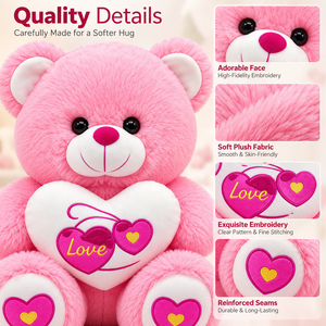 Vente en gros directe d'usine, ours en peluche blanc pour la Saint-Valentin avec cœur d'amour, bordure dorée et détails scintillants, jouet en peluche OEM ODM - Product Image 3