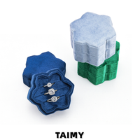 Boîte à bagues en velours en forme de cristal de glace avec logo personnalisé, vente en gros, emballage de bijoux de luxe pour mariage, boîte cadeau, étui de rangement pour bague de fiançailles