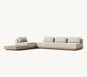 LUXORA Patio al Aire Libre juegos de jardín hotel resort sofá de teca L-seccional con mesa de centro/sofá de lujo moderno de extremo Otomano - Product Image 3