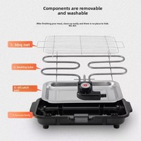 Barbecue électrique d'intérieur compact pour viande avec indicateur de puissance et hauteur de cuisson réglable