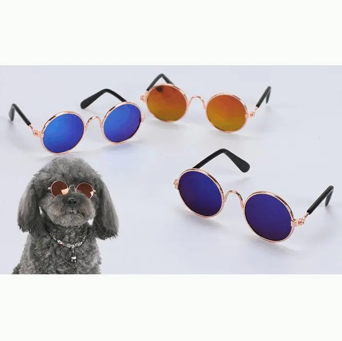 Gafas divertidas para mascotas, lentes de sol clásicas Retro de Metal para gatos, gafas de sol para perros bonitos