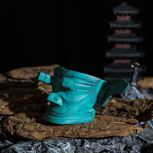 Topeng Mata Vertikal Telinga Panjang Mata Gaya Misterius Kerajinan Tembaga Sanxingdui Bentuk Antik Hadiah Cetakan Tangan - Product Image 3