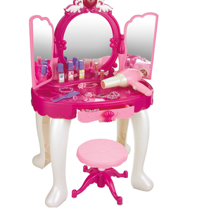Kids Pretend Play Beauty Makeup <strong>Vanity</strong> <strong>Table</strong> Set with Infrared Sensing Magic Door Lights Music Mirror Stool Girls Gift - Product Image 1