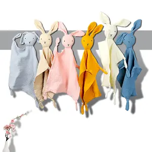 Aoyatex baby bunny stuffed toys soft rabbit cotton muslin security blanket