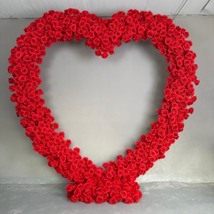 Y-HFA040 Offre Spéciale artificiel coeur fleur arc panneau heandmade coeur fleur arc toile de fond coeur fleur arc mariage soie décor - Product Image 5