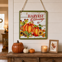 HARVEST SUNFLOWER Art Deco Plaques murales décoratives en métal pour la maison et la cuisine, ensemble de 2 pièces faites à la main