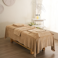 Ensemble de 7 pièces de draps de protection pour table de massage, couleur kaki, en velours épais, pour salon de beauté, thérapie par le massage, housse de matelas