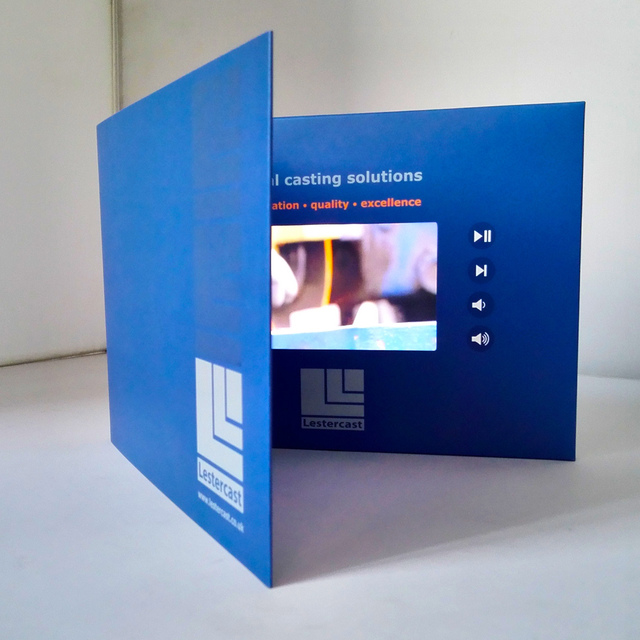 Customized Digital Lcd Video Screen Greeting Cards 7inch 10 Inch Video Brochure Pocket Folder for extra Flyer
