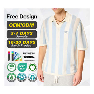 Fabricant de pulls certifiés GRS, sur mesure, en coton et polyester, manches courtes, vintage, tricot de football, pull rayé de football - Product Image 1