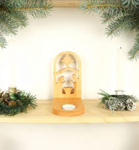 Décorations de scène de Noël, porte-bougie en bois Jésus, décorations de crèche - Product Image 2