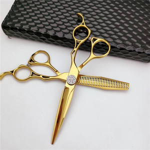 Ciseaux à cheveux en or précieux, 6,0 pouces, acier inoxydable professionnel 440C, pour droitiers, utilisation en salon de beauté - Product Image 1