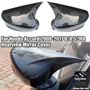 2008-2017 for Honda Accord 8/8.5/9th <b>Car</b> Reaview <b>Mirror</b> Cover Trim Horn Style 2/4 Door Sedan Carbon Fiber Style Glossy Black - Product Image 1