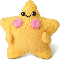 Poupée étoile positive au crochet faite à la main, adorable peluche étoile tricotée avec carte d'encouragement, décoration de bureau douce au crochet