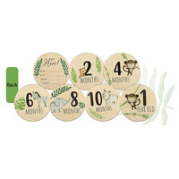 Cartes Étapes de Bébé en Bois Naturel Animaux Mignons, Cartes d'Annonce de Naissance Nouveau-né