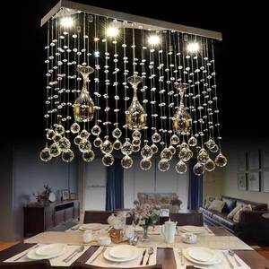 โคมไฟระย้าเพดานทรงขวดไวน์คริสตัลใส สไตล์โมเดิร์น ราคาประหยัด สำหรับห้องอาหาร ทำจากสแตนเลสและแก้วเป่า - Product Image 3