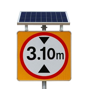 Panneau de signalisation routière en aluminium haute luminosité à LED solaire pour la sécurité des travaux routiers, type sur pied, signalisation de limite de hauteur - Product Image 1