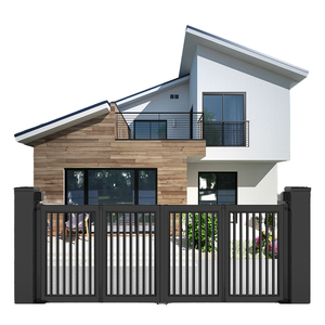 Portail battant moderne Qifan, enduit de poudre, durable, pour villa, commande manuelle, en métal noir - Product Image 1