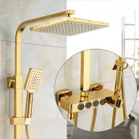 Robinetterie thermostatique murale, outil de douche en laiton doré brossé ensemble de douche