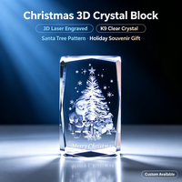 Bloc de cristal K9 gravé au laser 3D ZP, cube de cristal gravé pour Noël, souvenir de Noël, décoration de bureau, cadeau de Noël