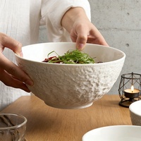 Bol à soupe et à riz en porcelaine écologique et sûr avec logo personnalisé, compatible micro-ondes, pour la maison, le restaurant, les fêtes, vaisselle de table, design Japandi, céramique