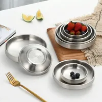 Assiette en acier inoxydable 201/304, bol à nouilles, assiette épaisse pour dîner, assiette à condiments pour le camping, la restauration et la table
