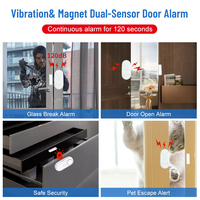 Capteur de porte et de fenêtre 2-en-1 120 dB avec détection de vibrations, alimenté par batterie, alarme de sécurité domestique, appareils intelligents pour la maison