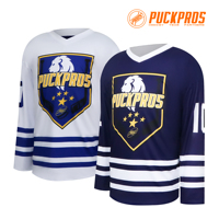 Jersey Hoki Unisex Cepat Kering 100% Poliester dengan Cetak Transfer Sublimasi OEM Tim Kustom yang Dapat Dibalik, Hiasan Berlian Imitasi