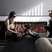 Cheminée électrique murale intégrée avec effet de flamme LED, fond monochrome/multicolore, en métal durable, pour la maison et l'hôtel