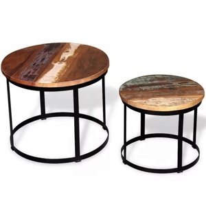 Vintage Handcrafted Accent <b>Table</b> Newest Design Coffee <b>Table</b> Wooden Top & Metal Frame Console Home Living Room Furniture - Product Image 1