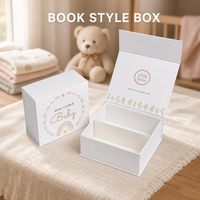 Boîte cadeau pour bébé en forme de livre, rigide, magnétique, imperméable, avec doublure en éponge, emballage de luxe en papier pour souvenir de nouveau-né, impression personnalisée