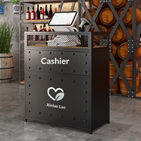 Comptoir de caisse en métal de style industriel avec tiroir pour les cafés, les restaurants, les salons de thé - Petit comptoir de réception de bar